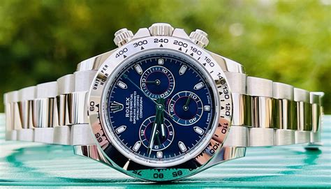 rolex daytona blue dial white gold|Rolex Daytona White gold .